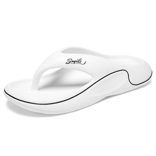 New front Sommer Zehentrenner für Herren Männer Flipflops Hausschuhe Jungen V2 Sandalen Slides Pantoffeln Schlappen für Strand Urlaub Geschenk Hawaii Beach Wasserpark Pools Badezimmer, Weiß, 39 von New front