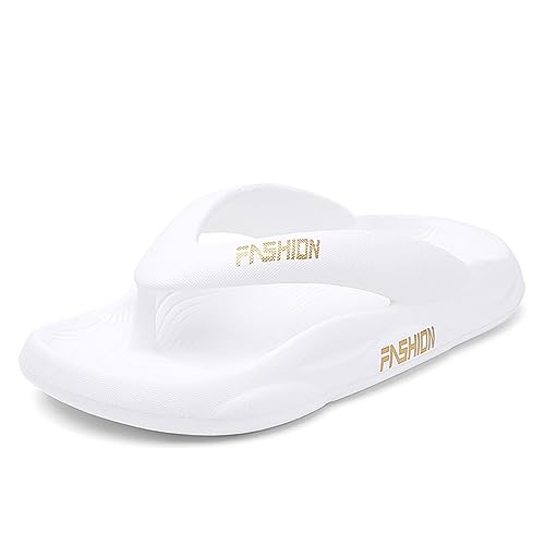 New front Unisex Flip Zehentrenner Herren Flip Flops damen Slides Hausschuhe slipper Badelatschen Badeschuhe sandalen Sommerschuhe Flip Sandalen Freizeit Zuhause Freizeit Strand Schwimm, Weiß, 43 von New front
