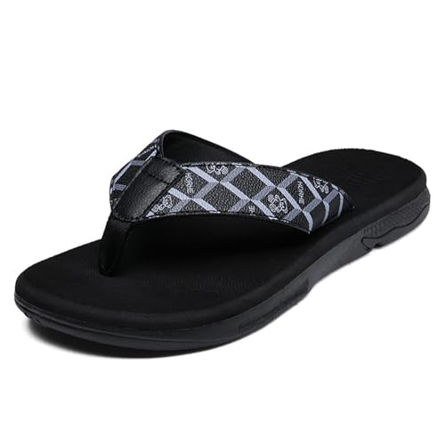 New front Zehentrenner für Herren Sommer Männer Flipflops Badelatschen Jungen V2 Sandalen Duschlatschen für Freizeit Strand Urlaub Beach Wasserpark Schwimm Pool Alltag Geschenk, Schwarz, 40 von New front
