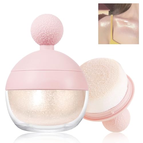 NewBang Highlighter Makeup Powder, Body Shimmer Sparkle Face Glitter Powder Ball High Gloss Shiny Illuminator Cosmetic Multi-Use Diamond Brighten Woman Makeup Gift for Christmas Party Rave-Pink von NewBang