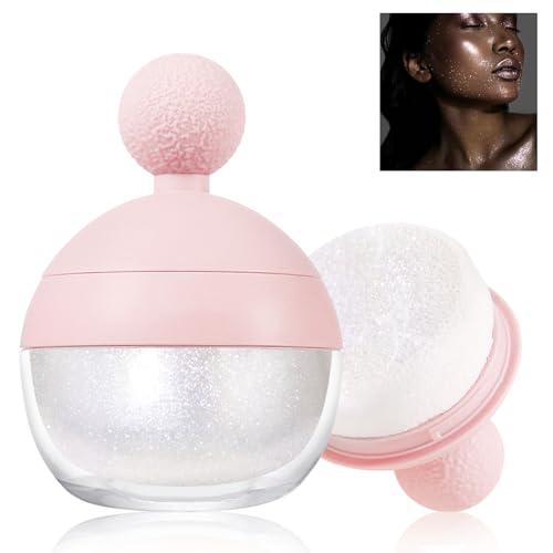 NewBang Highlighter Makeup Powder, Body Shimmer Sparkle Face Glitter Powder Ball High Gloss Shiny Illuminator Cosmetic Multi-Use Diamond Brighten Woman Makeup Gift for Christmas Party Rave-White von NewBang