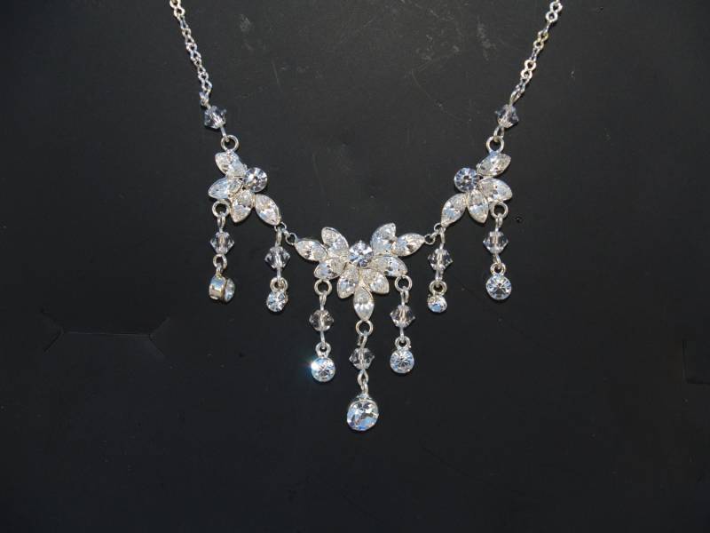 Braut Kristall Halskette Silber Hochzeit Quinceanera Schmuck von NewBrideCo