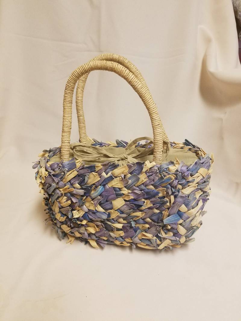 Spelzen Beutel Lila Blau, Einzigartiger Beutel, Lila Blauer Naturbeutel, Unikat Einfach Tasche Aus "Blättern' von NewBrideCo