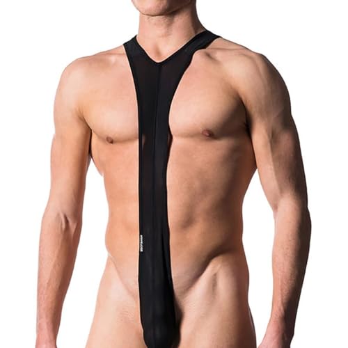 NewBull Badeanzug Herren, Mankini Bodysuit für Herren Tanga Suspensorium Overall Lustige Badeanzug in Form I Unterwäsche Sexy Body Sling Stretch Singlet Dessous Karneval Kostüm, grün, One Size von NewBull