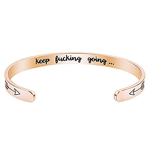 NewChiChi Inspirierende Manschette Armbänder, Edelstahl verstellbare Stahl hochglanzpoliert Band Graviert Ficken Sie weiter. für Frauen Männer Mädchen Jungen von NewChiChi