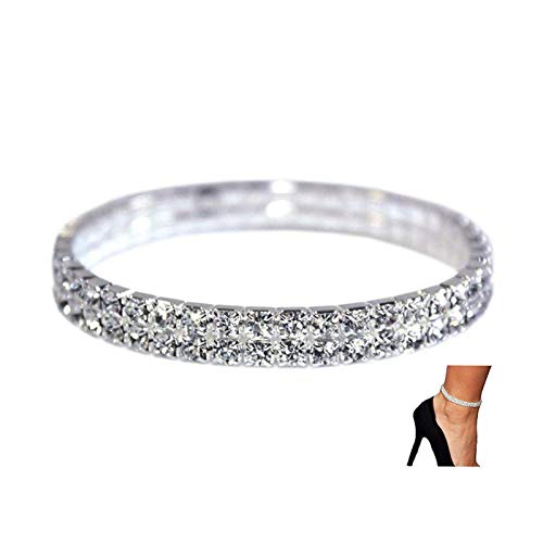LucBuy 2 STÜCKE Shining Twinkle Diamant Fußkettchen Elastische Bling Brilliant fuß schmuck Armband Braut Sommer schmuck Kleid von LucBuy
