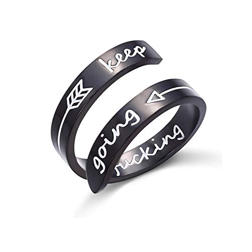 NewChiChi Inspirierender Ring, Edelstahl graviert Keep Going Ringe, Verstellbarer Ringschmuck für Männer und Frauen von NewChiChi