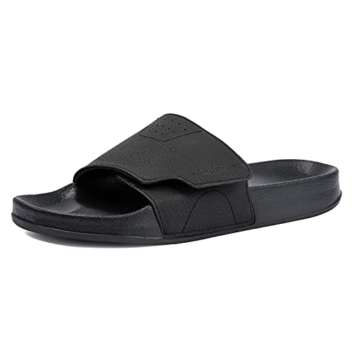 NewDenBer Badelatschen Herren Klettverschluss Sports Sandalen Slide Badeschuhe Schwarz Gr. 40 von NewDenBer