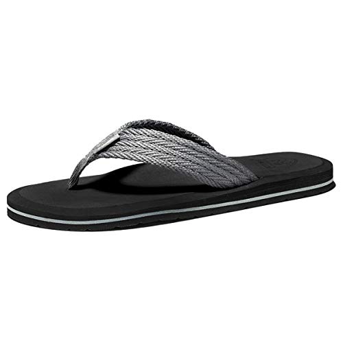 NewDenBer Classic Plush Herren Flip Flips Surfen Zehentrenner Beach Pool Sandalen (49 EU, Schwarz Grau) von NewDenBer