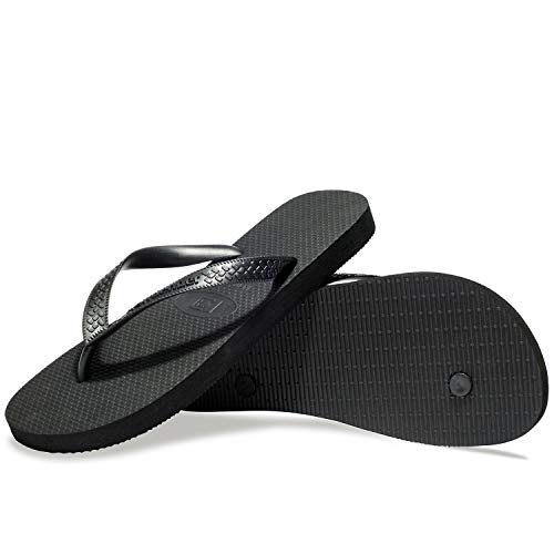 NewDenBer Flip Flops Herren Gummi Zehentrenner Badelatschen Beach Pool Sandalen (47 EU, Schwarz) von NewDenBer