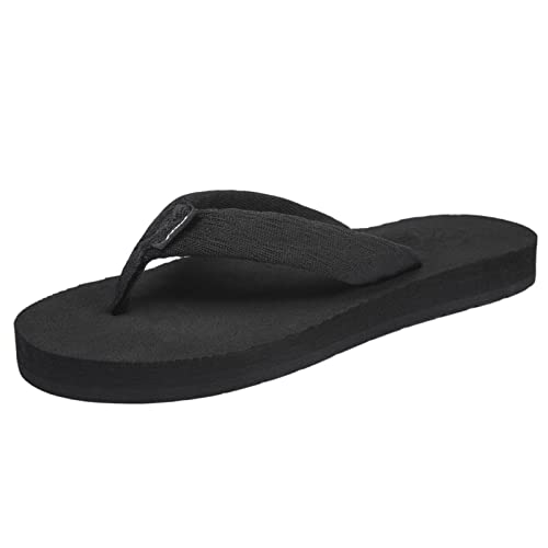 NewDenBer Flip Flops Damen Bequeme Zehentrenner Sommer Beach Pool Sandalen (44 EU, Schwarz) von NewDenBer