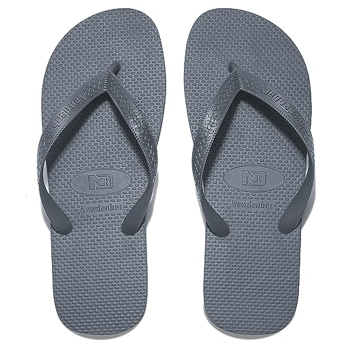 NewDenBer Flip Flops Herren Gummi Zehentrenner Badelatschen Beach Pool Sandalen (46 EU, Dunkelgrau) von NewDenBer