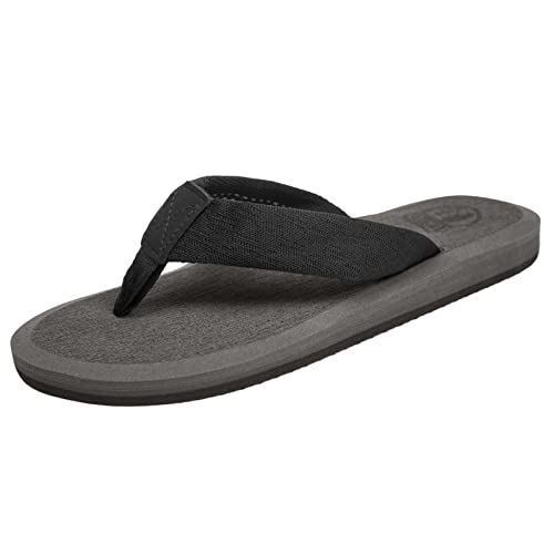 NewDenBer Flip Flops Herren Stoff Zehentrenner Beach Pool Sandalen (45 EU, Dunkelgrau) von NewDenBer