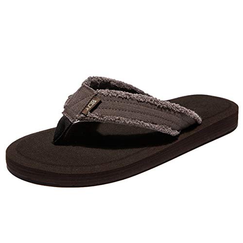 NewDenBer Flip Flops Herren Stoff Zehentrenner Summer Beach Sandalen (39 EU, Coffee) von NewDenBer