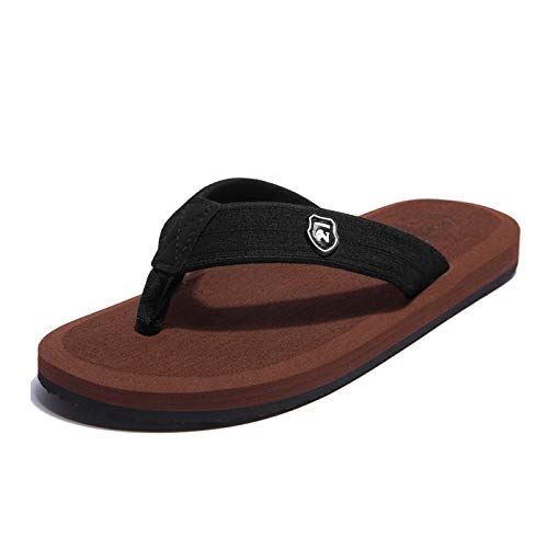 NewDenBer Flip Flops Herren Zehentrenner Beach Pool Sandalen (47 EU, Braun/Schwarz) von NewDenBer