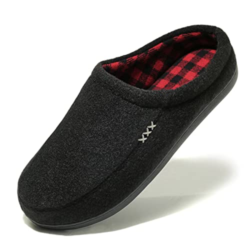 NewDenBer Hausschuhe Damen Memory Foam Warme Bequeme Weiche Gefüttert Winter Pantoffeln (37/38 EU, Schwarz Rot) von NewDenBer