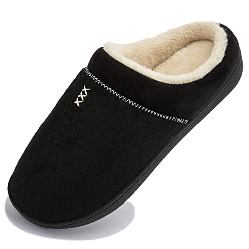 NewDenBer Hausschuhe Damen Memory Foam Warme Bequeme Weiche Gefüttert Winter Pantoffeln mit Rutschfeste Gummisohle (35/36 EU, Schwarz) von NewDenBer