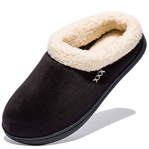 NewDenBer Hausschuhe Damen Memory Foam Warme Bequeme Weiche Plüsch Gefüttert Winter Pantoffeln (35/36 EU, Schwarz) von NewDenBer