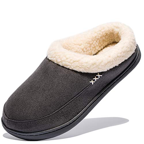 NewDenBer Hausschuhe Damen Memory Foam Warme Bequeme Weiche Plüsch Gefüttert Winter Pantoffeln (37/38 EU, Grau) von NewDenBer