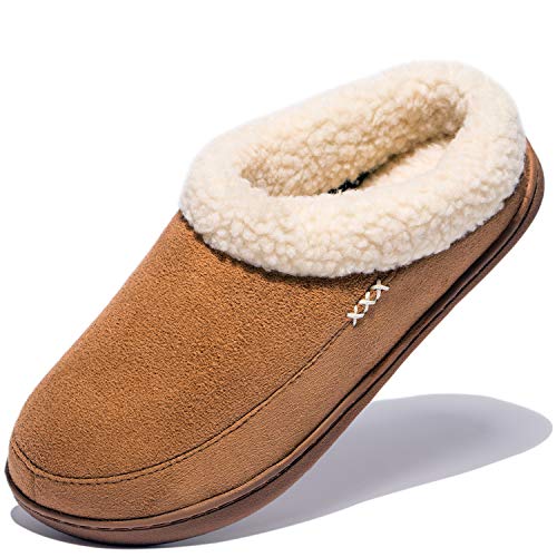 NewDenBer Hausschuhe Damen Memory Foam Warme Bequeme Weiche Plüsch Gefüttert Winter Pantoffeln (37/38 EU, Hellbraun) von NewDenBer