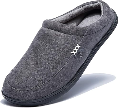 NewDenBer Hausschuhe Herren Memory Foam Winter Bequeme Weiche Gefüttert Warme Pantoffeln (45/46 EU, Grau Gray) von NewDenBer