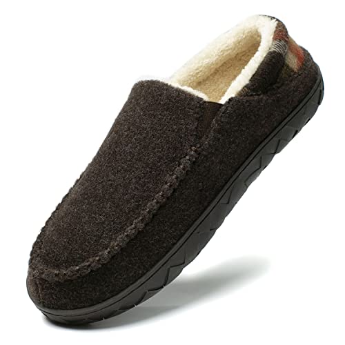 NewDenBer Hausschuhe Herren Mokassins Memory Foam Warme Bequeme Plüsch Gefüttert Winter Pantoffeln (48 EU, Kaffee) von NewDenBer