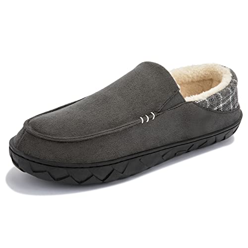 NewDenBer Hausschuhe Herren Mokassins Rückstellschaum Winter Warme Bequeme Weiche Plüsch Gefüttert Pantoffeln (41 EU, Dunkelgrau) von NewDenBer