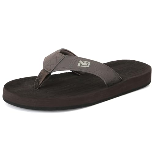 NewDenBer Herren Flip Flops Surfen Zehentrenner Beach Pool Sandalen (39 EU, 01 Braun) von NewDenBer