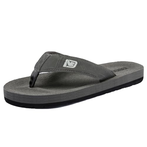 NewDenBer Herren Flip Flops Surfen Zehentrenner Beach Pool Sandalen (39 EU, 01 Grau) von NewDenBer