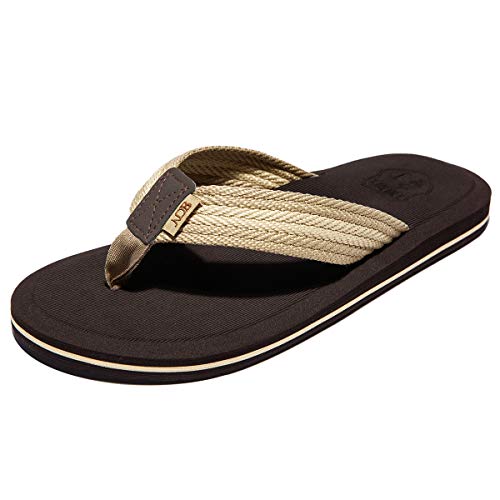 NewDenBer Classic Plush Herren Flip Flops (47 EU, Braun Beige) von NewDenBer