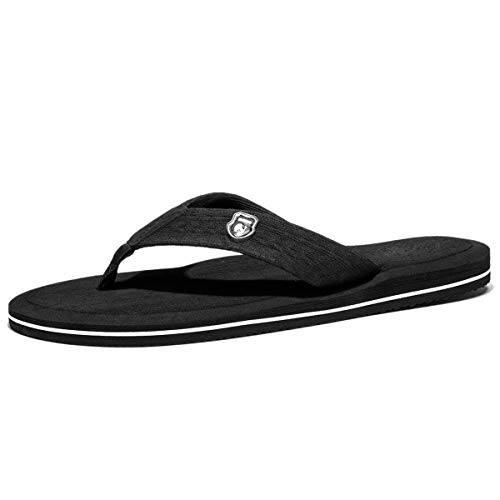 NewDenBer Herren Flip Flops Surfen Zehentrenner Beach Pool Sandalen (48 EU, Schwarz) von NewDenBer
