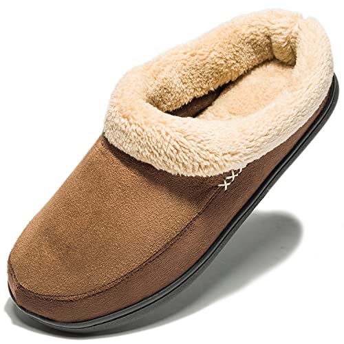 NewDenBer Plüsch Hausschuhe Herren Memory Foam Winter Bequeme Weiche Gefüttert Warme Pantoffeln (47/48 EU, Dunkelbraun) von NewDenBer