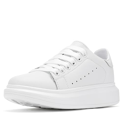 NewEndostar Modische Damen-Sneaker, Vibrationshöhe, leicht, bequem, lässig, Skateboard-Wanderschuhe, Full_White, 37 EU von NewEndostar