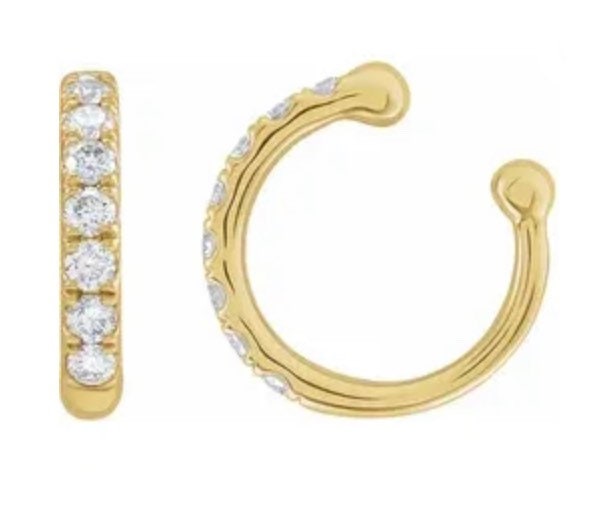 14K Gelb 1/6 Ctw Diamant Ohr Manschetten Körper Schmuck Manschetten. 14K Fake Septum Oder Ohrarmreif von NewEraJewelryDesign