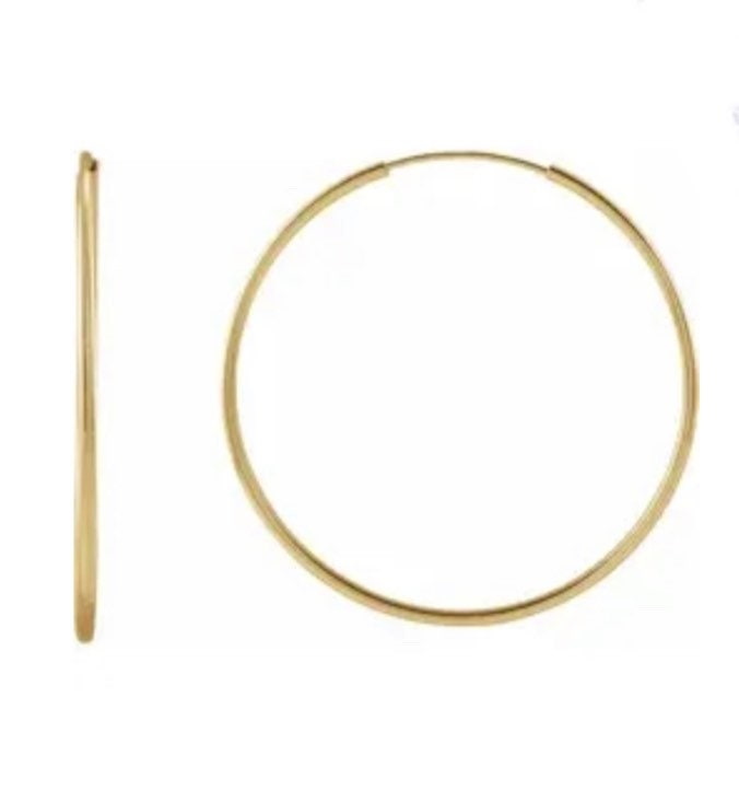 14K Gelbgold 30 Mm Flexible Endless Hoop Ohrringe - Gold Hoops 14K Reifen Weihnachtsgeschenk Geburtstagsgeschenk Jubiläumsgeschenk von NewEraJewelryDesign