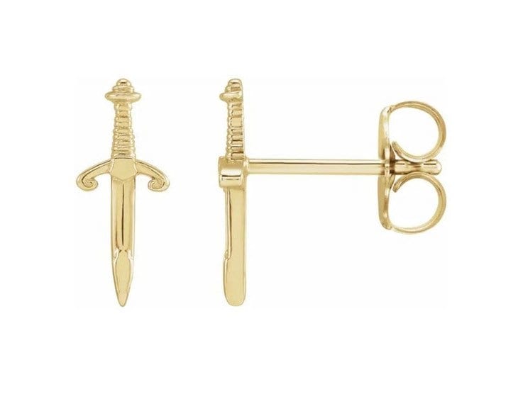 14K Gelbgold Dolch Ohrringe. Messer Ohrringe in Gold von NewEraJewelryDesign