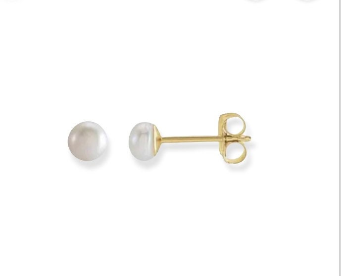 14K Massive Gelb 3 Mm Süsswasserperlen Ohrringe. Weihnachtsgeschenk. Juni Geburtsstein von NewEraJewelryDesign