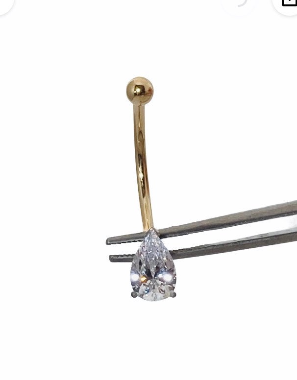 14K Massiver Gold Bauchknopf Ring 3/8Inch Barbell Set Mit Einem Multi Facettierten Simulierten Stein, Um Den Look Von Diamant 3, 75mm Perle 14K Massiver Gold Bauchknopf Ring 3/8Inch Barbell Set Mit Einem Multi Facettierten Simulierten Stein, Um Den Look Von Diamant 3, 75mm Perle von NewEraJewelryDesign