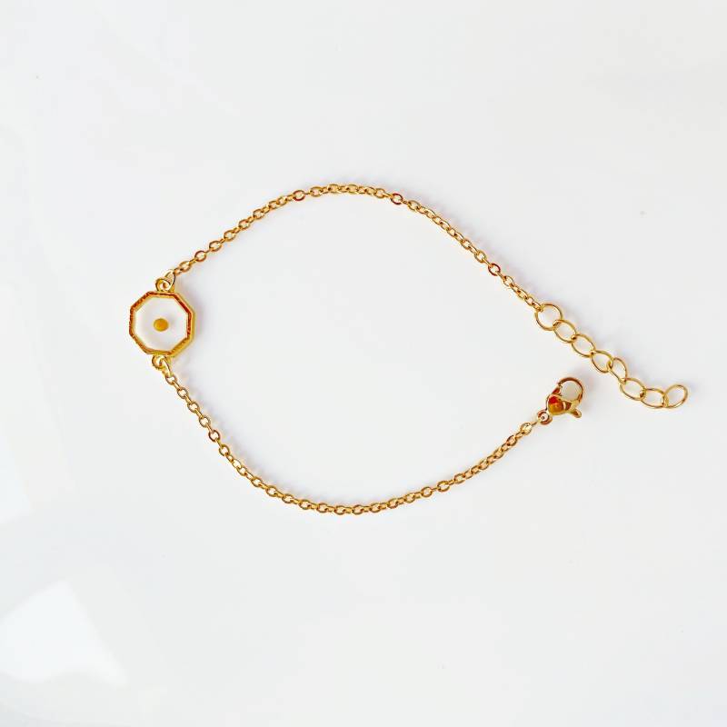 Gelber Senfkorn in Harz Gold Hexagon Armband Für Frauen Religiöser Christlicher Schmuck Weihnachtsgeschenk Mama von NewJewelleryStory