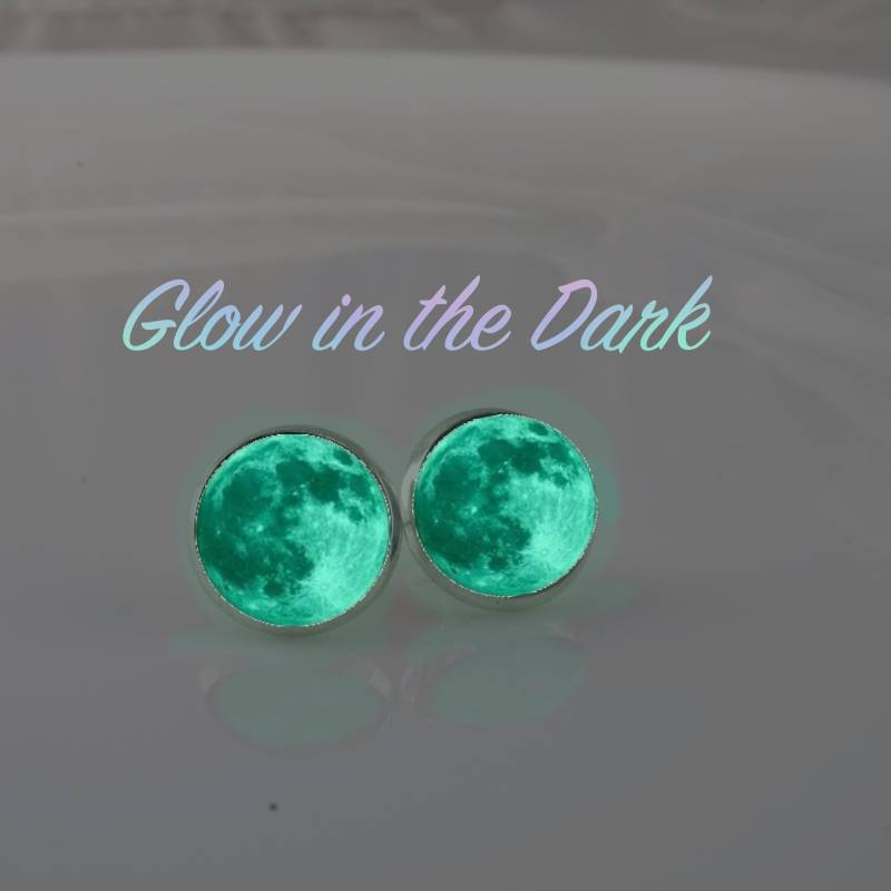 Glow in The Dark Mond Phase Ohrstecker Astronomie Schmuck von NewJewelleryStory