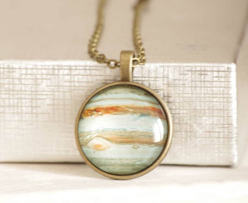 Jupiter Halskette Weltraum Sonnensystem Schmuck Galaxie Universum Planet Anhänger von NewJewelleryStory