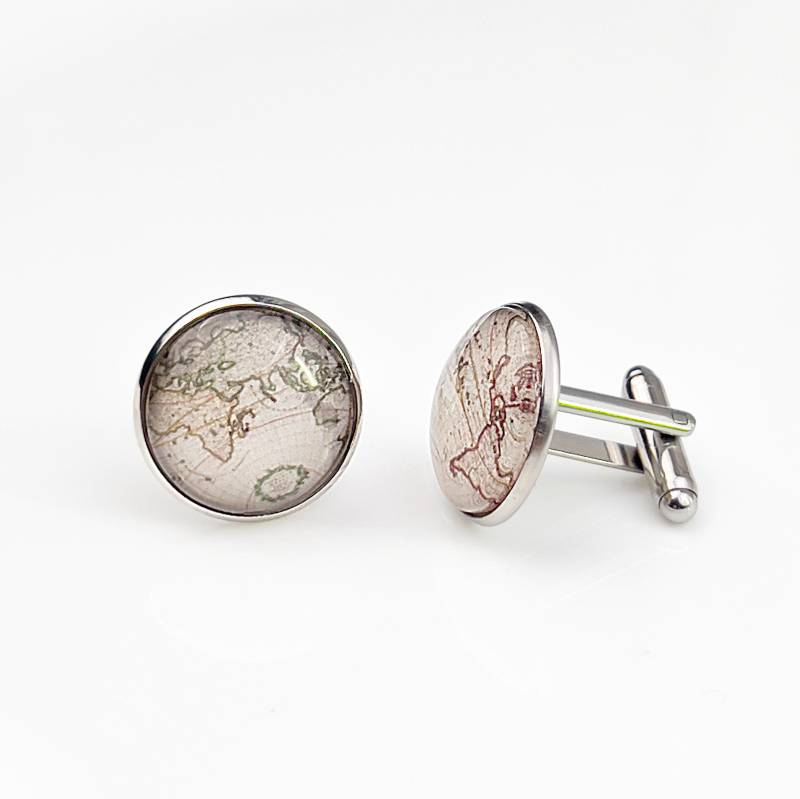 Weltkarte Manschettenknöpfe Vintage Style Personalisierter Schmuck Geschenk von NewJewelleryStory