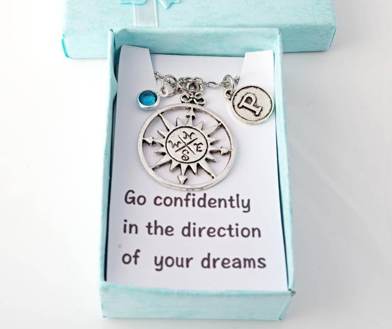 Personalisierte Kompass Halskette, Abitur Geschenk, Reise Schmuck von NewJewelleryStory