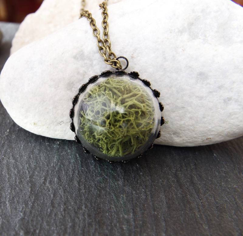 Echtes Moos Terrarium Halskette Klare Glaskugel Anhänger, Natur Inspiriert von NewJewelleryStory