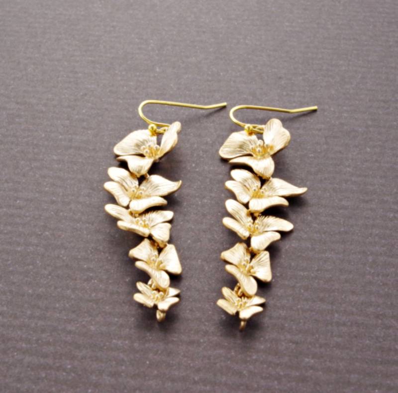 Lange Orchidee Ohrringe Braut Hochzeitsschmuck von NewJewelleryStory