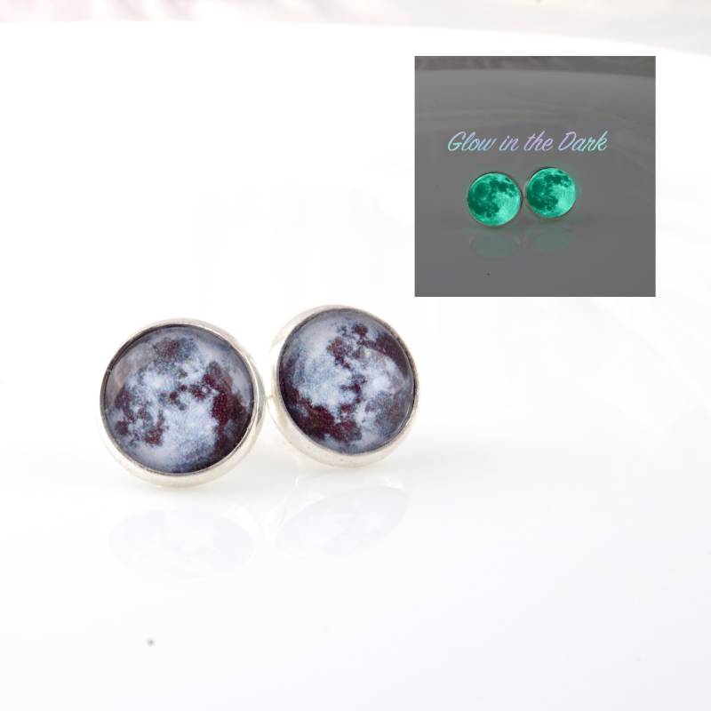 Glow in The Dark Mond Phase Ohrstecker Astronomie Schmuck von NewJewelleryStory