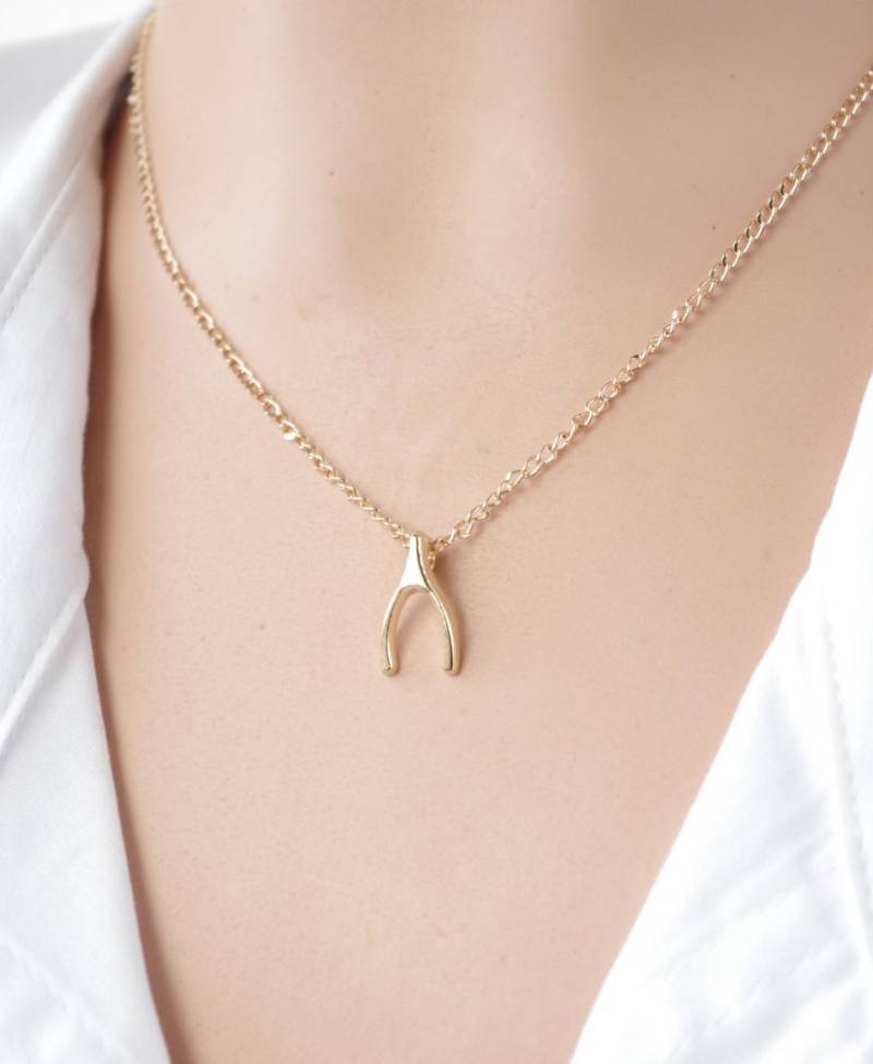 Zierliche Wishbone Kette Glücksbringer, Schlichter Schmuck Für Jeden Tag von NewJewelleryStory