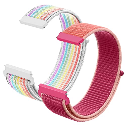 NewJourney 2Pack Kompatibel mit Anio 5 Armband Ersatz, 20mm Kinder SmartWatch Band Ersatz (Regenbogen+Granatapfelrot) von NewJourney