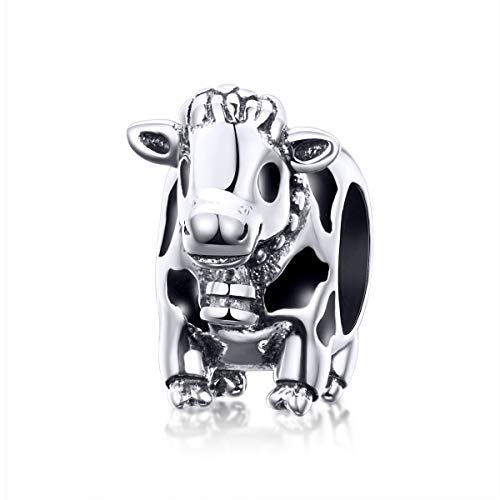 Animal Collection Charm-Anhänger aus 925er Sterlingsilber, niedliches Rinderkuh, passend für Original-Armbänder von NewL