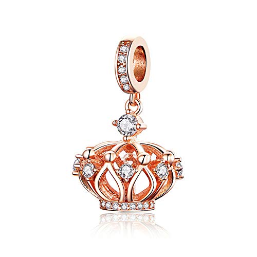 Charm-Anhänger Prinzessin Krone, 925er Sterlingsilber, Roségold, für Damen Halsketten von NewL